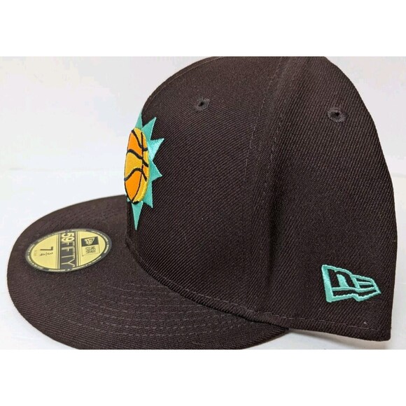 NBA PHOENIX SUNS BURNT WOOD NEW ERA 59 FIFTY FITTED MENS HAT SZ 7 3/4 BROWN NEW - Picture 4 of 7